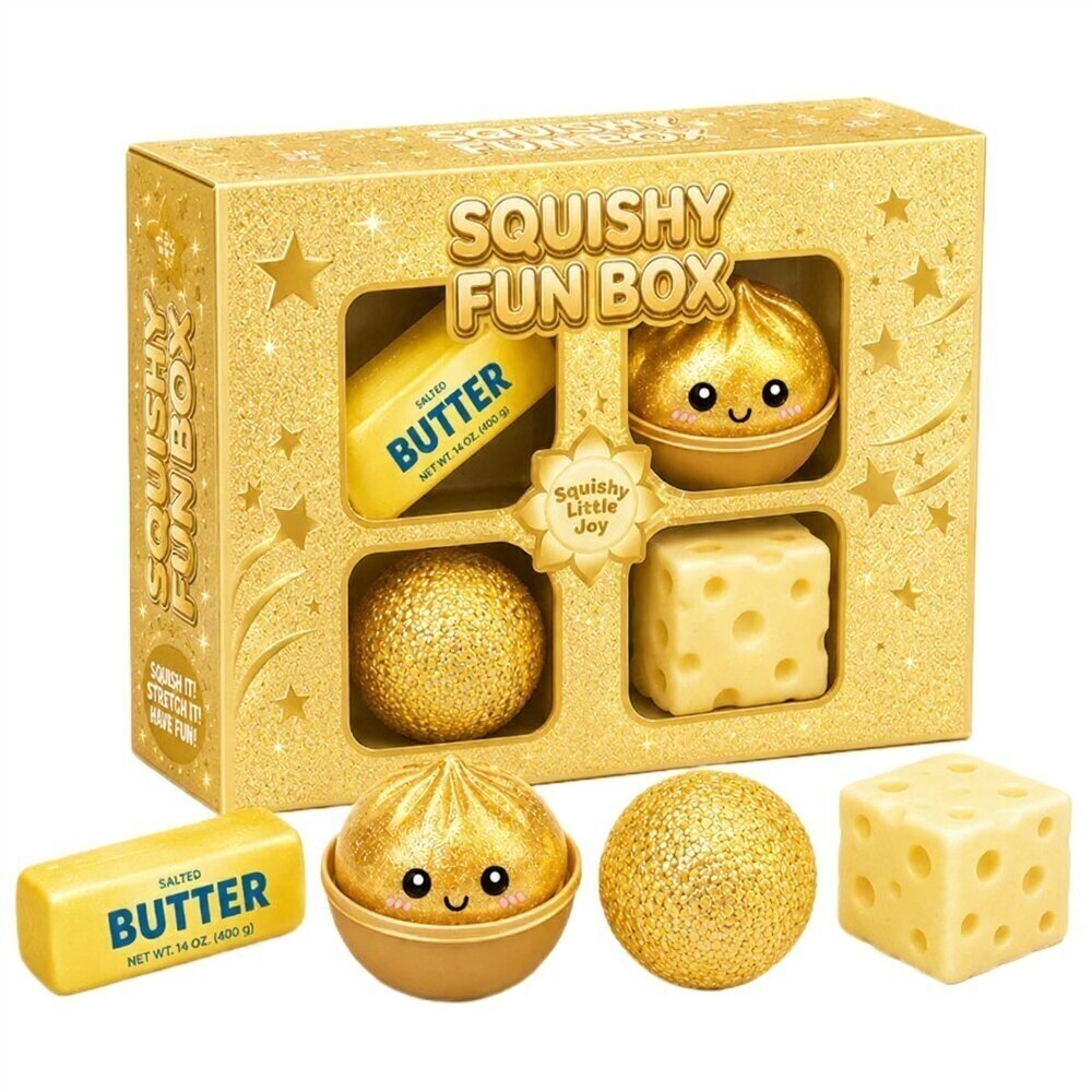4 sensorinių „Squishy“ žaisliukų rinkinys „Fun Box“ 3