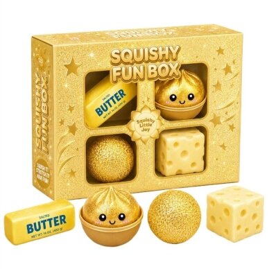 4 sensorinių „Squishy“ žaisliukų rinkinys „Fun Box“ 3