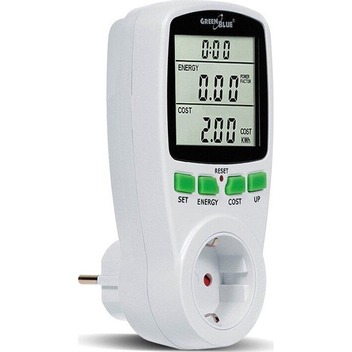 GreenBlue GB202 elektros energijos suvartojimo matuoklis 3600 W / 16 A su LCD ekranu 3