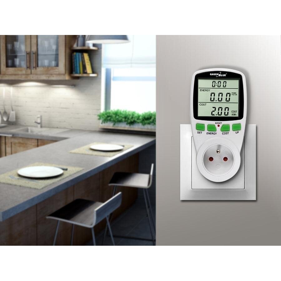 GreenBlue GB202 elektros energijos suvartojimo matuoklis 3600 W / 16 A su LCD ekranu 1
