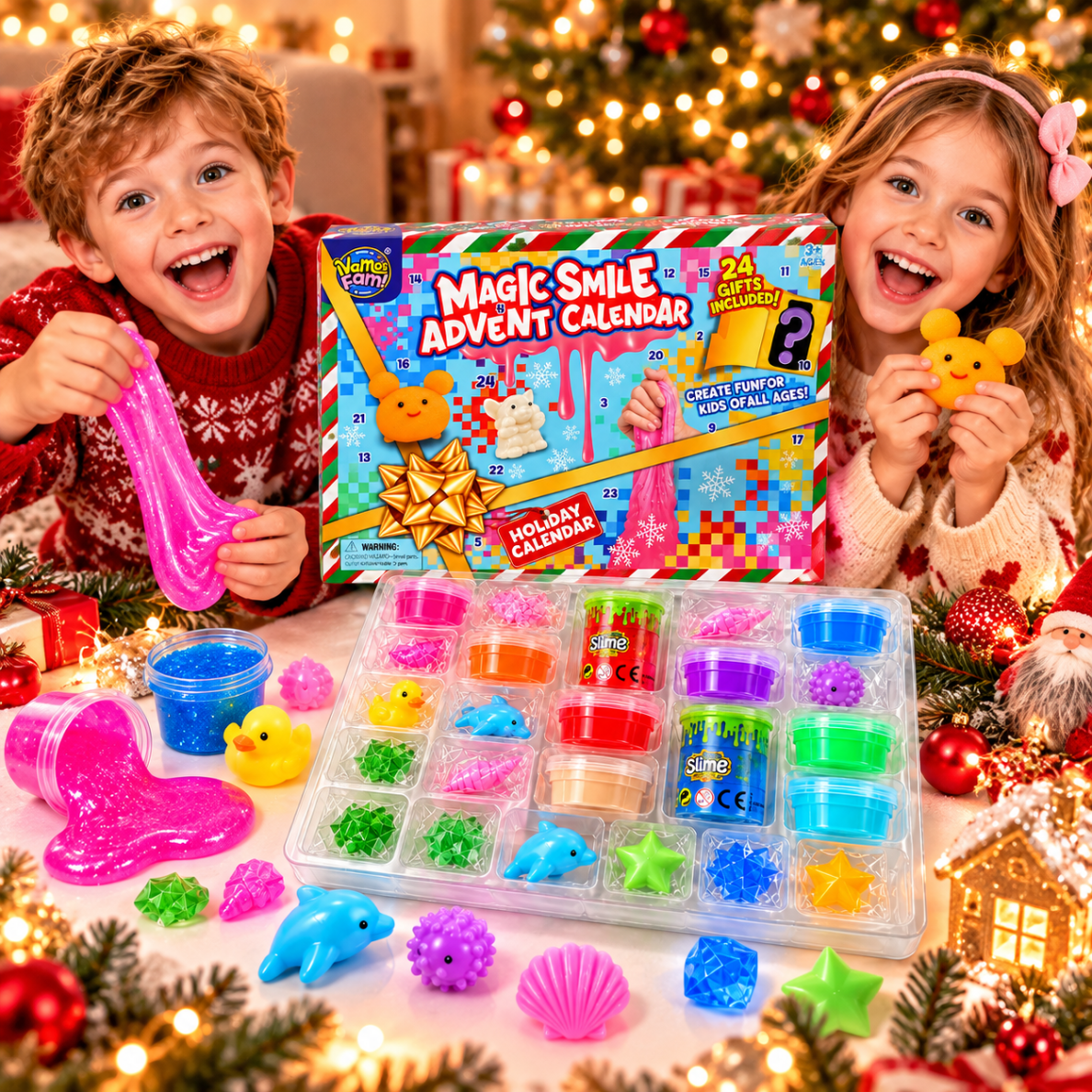 „Magic Smile“ Advento kalendorius – 24 Squishy, Slime ir sensorinės staigmenos 1
