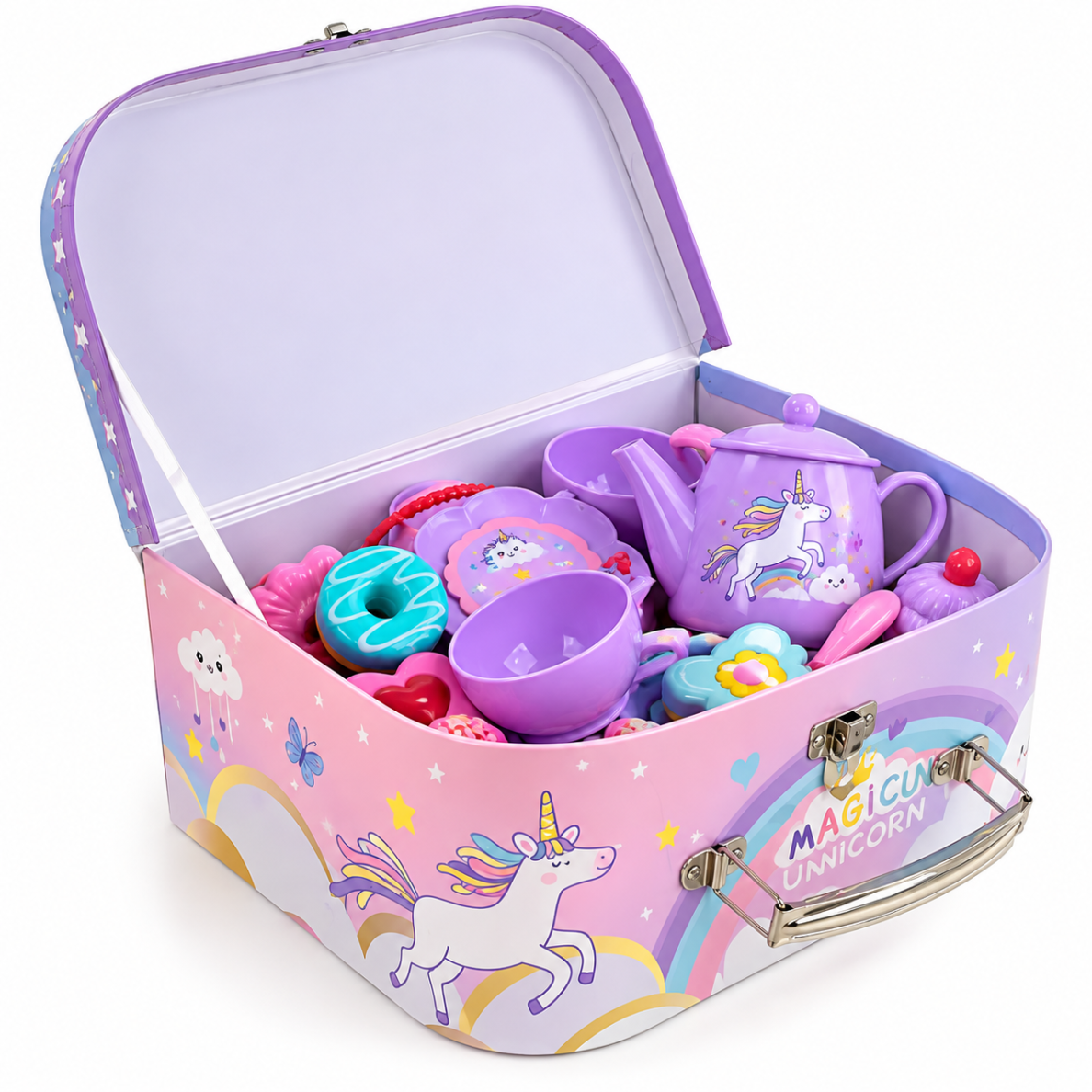 Magic Unicorn“ arbatos rinkinys su 21 saldumynu ir 3 aukštų stovu 2 Magic Unicorn“ arbatos rinkinys su 21 saldumynu ir 3 aukštų stovu 2