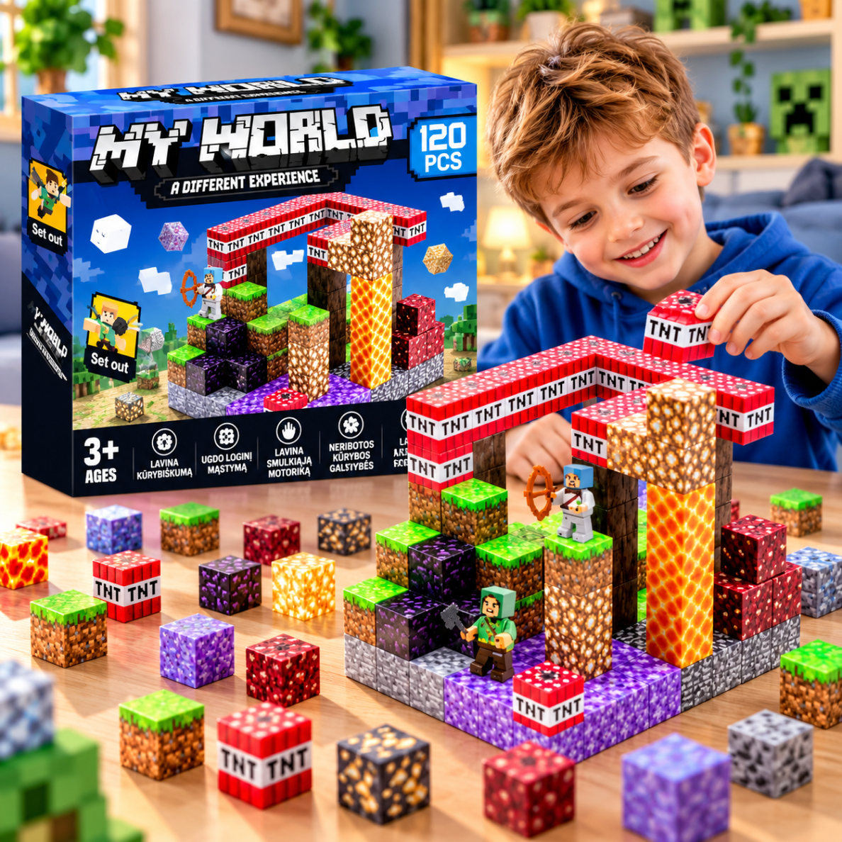 Magnetinis konstruktorius „Minecraft“ – 120 kaladėlių 2 Magnetinis konstruktorius „Minecraft“ – 120 kaladėlių 2