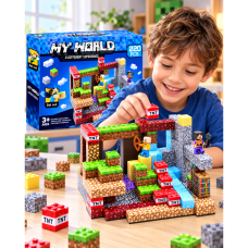 Magnetinis konstruktorius „Minecraft“ stiliumi – 220 kaladėlių
