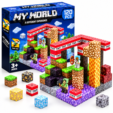Magnetinis konstruktorius „Minecraft“ – 120 kaladėlių Magnetinis konstruktorius „Minecraft“ – 120 kaladėlių