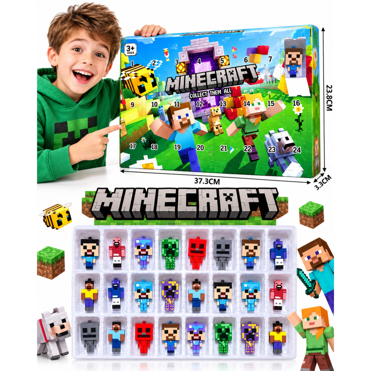 Minecraft Advento kalendorius – 24 figūrėlės ir pakabukai