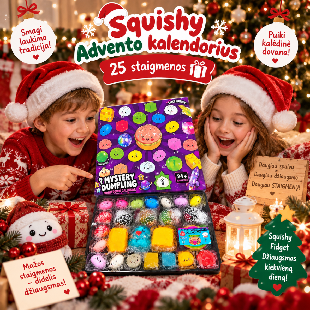 Squishy Advento kalendorius – 25 antistresiniai žaisliukai 1